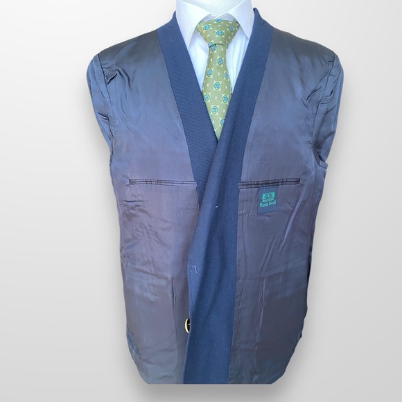 Vintage Warren Sewell Blazer Mens 46 Navy Blue Gold Buttons Suit Jacket - Picture 7 of 11